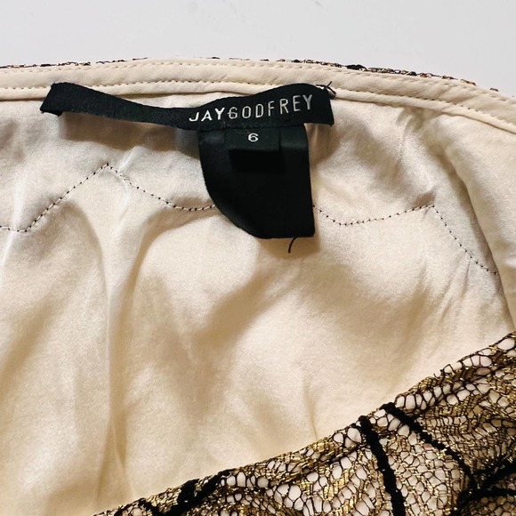 JayGodffrey Lace Detail Long Sleeves Top Size 6 Cream Black - Picture 4 of 7